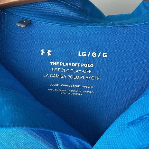 Under Armour The Playoff Polo Golf Blue White Striped Mens Size Large - Picture 7 of 7